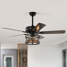 Load image into Gallery viewer, 52 Inch Farmhouse 3 Lights Ceiling Fan with 5 Wood Blades, Two-color fan blade, AC Motor, Remote Control, Reversible Airflow, Multi-Speed, Adjustable Height, Traditional Ceiling Fa (No include Bulbs)
