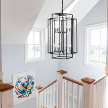 Load image into Gallery viewer, 18.1&quot; Vintage Lantern Chandelier Farmhouse Candle Chandelier (Black)
