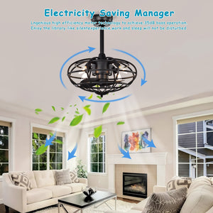 18.1" Caged Ceiling Fan with  Remote Control,Timer, 3 Speeds Indoor Ceiling Fan