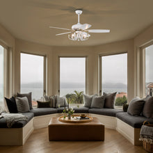 Charger l&#39;image dans la galerie, 52&quot; Crystal Ceiling Fan with 5 Reversible Blades Light Kit and Remote Control, 3-Speed  - Matte White
