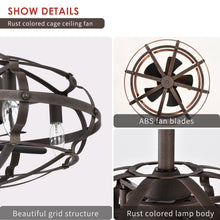 Load image into Gallery viewer, 21&quot; Matte Black Cage Ceiling Fan Industrial Style Remote Control Ceiling Fan Light Kit 3-Speed Timer Ceiling Fan
