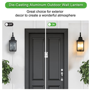 1 Pack Black Traditional Outdoor Wall Light Vintage Glass Wall Light