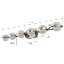 Load image into Gallery viewer, 43.3&quot; Modern Bathroom Gold Mirror Light Wall Mounted Vanity Light Globe 6 Lights
