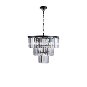 19.7 Inch Black Luxury K9 Crystal Chandelier Modern Chain Chandelier 4 Layers Clear Crystal Chandelier