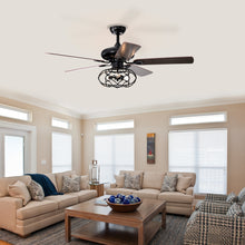 Carregar imagem no visualizador da galeria, 52&quot; Cage Ceiling Fan Light Industrial Style Dark Wood Ceiling Fan
