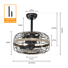 Load image into Gallery viewer, 18&#39;&#39; Farmhouse Ceiling Fans  Light - Caged Ceiling Fan with Remote Control (3-Speeds Adjustable), Wood Rustic Enclosed Reversible Ceiling Fans
