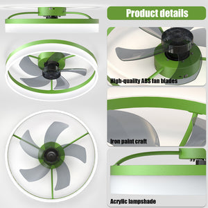 19.7" Simple LED Ring Chandelier Fan Modern Recessed Ceiling Light Chandelier Green Ceiling Fan Light