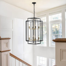 Load image into Gallery viewer, 18.1&quot; Vintage Lantern Chandelier Farmhouse Candle Chandelier (Black &amp; Gold)
