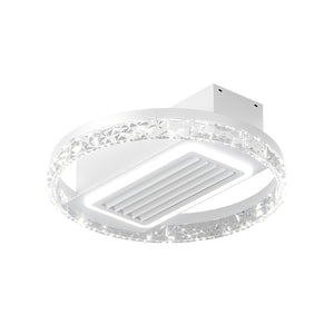 19.7" Dimmable LED Bladeless Fan Light White Crystal Ceiling Light