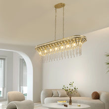 Lade das Bild in den Galerie-Viewer, 39.4&quot; Modern Luxurious Champagne Gold Crystal Chandelier Oval Kitchen Island Light Chain Chandelier
