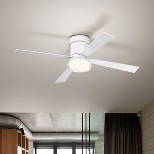 48" Matte White Simple Ceiling Fan Light Ultra-thin Ceiling Fan Dimmable