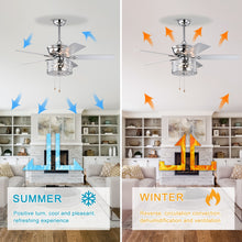 Load image into Gallery viewer, 52&quot; Modern Style Pendant Light Silent Reversible Ceiling Fan 3-Speed Adjustable Ceiling Fan Light - Chrome (Bulb Not Included)
