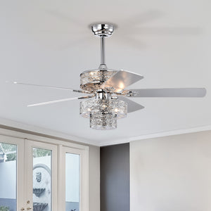 52" Double Crystal Shade Crystal Ceiling Fan Light Vintage Chandelier Reversible 3-speed Silent Ceiling Fan