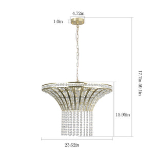 23.6" Golden Waterfall Crystal Chandelier High-end Luxury Crystal Chandelier Living Room Chain Chandelier