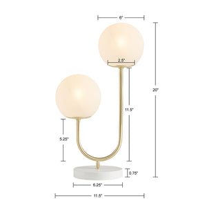 Metal 2-Light Globe Table Lamp