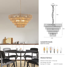 Загрузить изображение в средство просмотра галереи, 23.6&quot; Bohemian Style Braided Chandelier 5 Layer Rattan Wood Chandelier Minimalist Living Room Chain Chandelier
