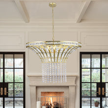 Charger l&#39;image dans la galerie, 23.6&quot; Golden Waterfall Crystal Chandelier High-end Luxury Crystal Chandelier Living Room Chain Chandelier
