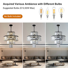 Загрузить изображение в средство просмотра галереи, 19.7&quot; Luxury K9 Crystal Chandelier Modern Black Chain Chandelier 4 Tier Crystal Chandelier
