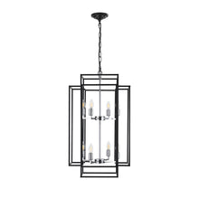 Load image into Gallery viewer, 18.1&quot; Vintage Lantern Chandelier Farmhouse Candle Chandelier (Black &amp; Silver)
