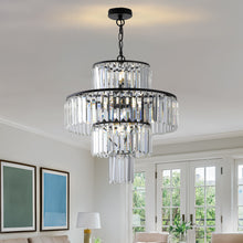 Charger l&#39;image dans la galerie, 19.7&quot; Luxury K9 Crystal Chandelier Modern Black Chain Chandelier 4 Tier Crystal Chandelier
