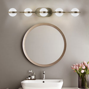 35.4" Modern Bathroom Gold Mirror Light Wall Mounted Vanity Light Globe 5 Lights