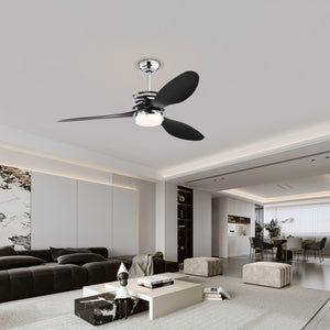 52'' ABS Blades Ceiling Fan with Lights and Remote (6 Speeds Adjustable) , DC Motor Modern Ceiling Fan with 3 Abs Fan Blades & 2 down Rods, Indoor Ceiling Fan with Light