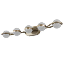 Load image into Gallery viewer, 35.4&quot; Modern Bathroom Gold Mirror Light Wall Mounted Vanity Light Globe 5 Lights
