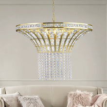 Charger l&#39;image dans la galerie, 23.6&quot; Golden Waterfall Crystal Chandelier High-end Luxury Crystal Chandelier Living Room Chain Chandelier
