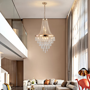 19.7" Gold Luxury K9 Crystal Chandelier Modern Large Living Room Ceiling Chandelier Chain Chandelier