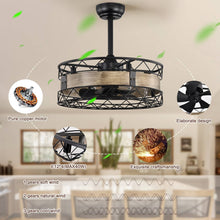 Загрузить изображение в средство просмотра галереи, 20.5&quot; Caged Ceiling Fan 5 ABS Blades with  Remote Control,Timer, 3 Speeds Indoor Ceiling Fan for (No include Bulbs)
