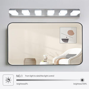 38.2" Chrome Vanity Light Modern Bathroom LED Mirror Light Rectangular 6 Lights