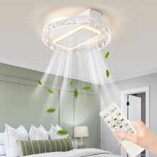 Load image into Gallery viewer, 19.7&quot; Dimmable LED Bladeless Fan Light White Crystal Ceiling Light
