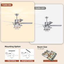 Charger l&#39;image dans la galerie, 52&quot; Crystal Chandelier Chrome Ceiling Fan Light Reversible 3-speed Silent Ceiling Fan
