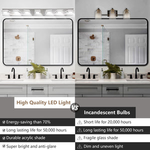 45.3" LED Modern Chrome Vanity Light Bathroom Acrylic Mirror Front Light Rectangular 7 Lights