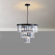 Carregar imagem no visualizador da galeria, 19.7 Inch Black Luxury K9 Crystal Chandelier Modern Chain Chandelier 4 Layers Clear Crystal Chandelier
