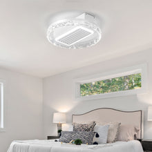 Load image into Gallery viewer, 19.7&quot; Dimmable LED Bladeless Fan Light White Crystal Ceiling Light
