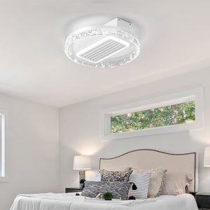 19.7" Dimmable LED Bladeless Fan Light White Crystal Ceiling Light