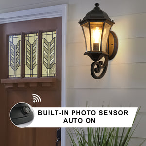 Outdoor Waterproof Glass Retro Light Sensing Wall Lamp Outdoor Lighting Decoration