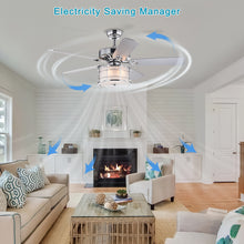 Load image into Gallery viewer, 52&quot; 3-Light Chrome Drum Shade LED Ceiling Fan + Remote, Traditional Farmhouse Rustic Industrial Bohemian Country Cottage Transitional Glam
