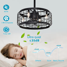 Load image into Gallery viewer, 20.24&quot; Caged Ceiling Fan with  Remote Control,Timer, 3 Speeds Indoor Ceiling Fan (No include Bulbs)
