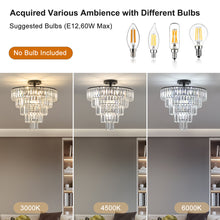 Load image into Gallery viewer, 19.7&quot; Black Luxury Crystal Chandelier Round K9 Crystal Light Luxury Home Decor Lighting
