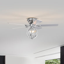 Load image into Gallery viewer, 52&quot; Chrome Ceiling Fan, Candle Pendant Light, Cage Ceiling Fan Light, Reversible 3-speed Silent Ceiling Fan
