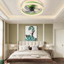 Load image into Gallery viewer, 19.7&quot; Simple LED Ring Chandelier Fan Modern Recessed Ceiling Light Chandelier Green Ceiling Fan Light
