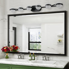 Load image into Gallery viewer, 43.3&quot; Modern Bathroom Black Mirror Light Wall Mounted Vanity Light Globe 6 Lights
