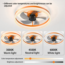 Load image into Gallery viewer, 19.7&quot; Simple LED Ring Chandelier Fan Modern Recessed Ceiling Light Chandelier Orange Ceiling Fan Light
