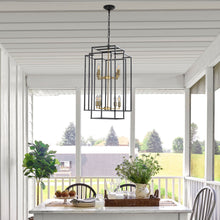 Load image into Gallery viewer, 18.1&quot; Vintage Lantern Chandelier Farmhouse Candle Chandelier (Black &amp; Gold)
