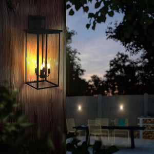 Black Porch Wall Light Outdoor Lantern Wall Light 4 Lights