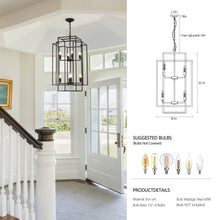 Load image into Gallery viewer, 18.1&quot; Vintage Lantern Chandelier Farmhouse Candle Chandelier (Black)
