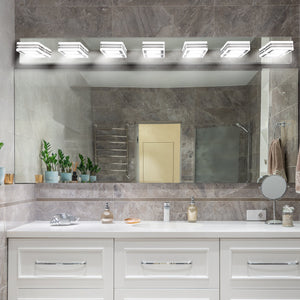 45.3" LED Modern Chrome Vanity Light Bathroom Acrylic Mirror Front Light Rectangular 7 Lights