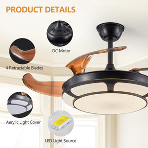 Modern Minimalist Invisible Ceiling Fan Light - Retractable Fan With LED Fixtures